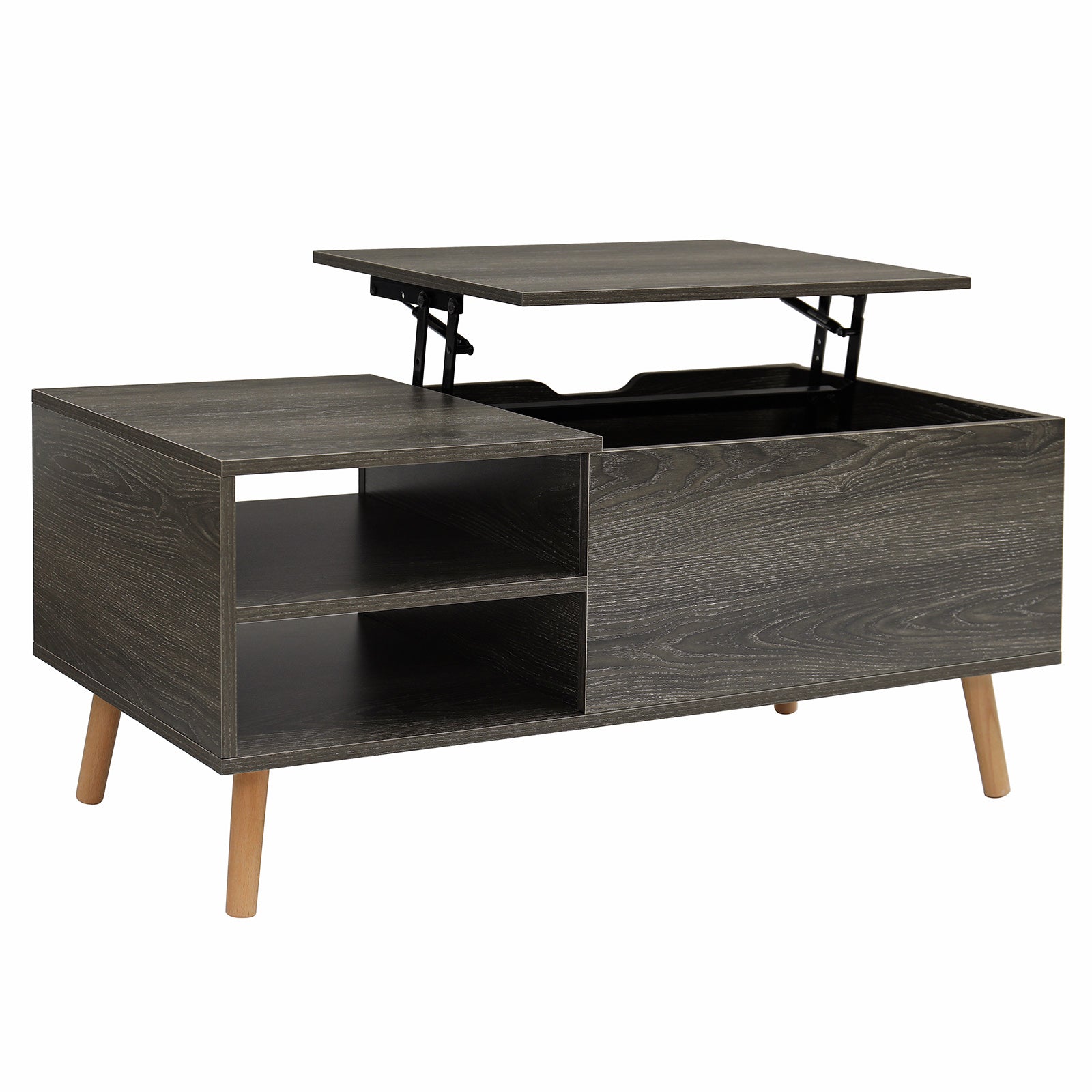 Hommpa Lift Top Coffee Table with Hidden Storage and Side Drawer Charging Station for Home Living Room